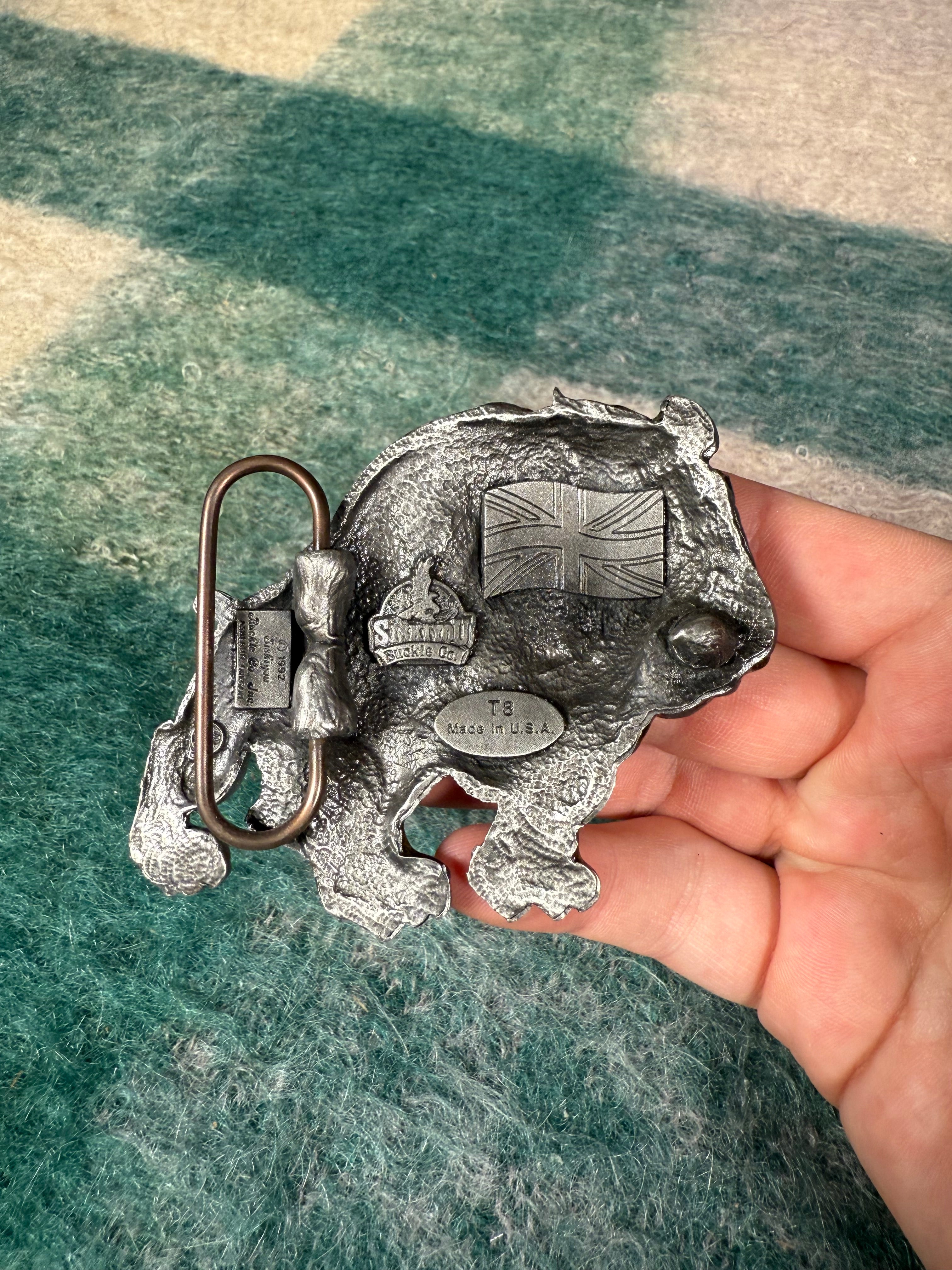 Vintage 3D Bulldog Belt Buckle