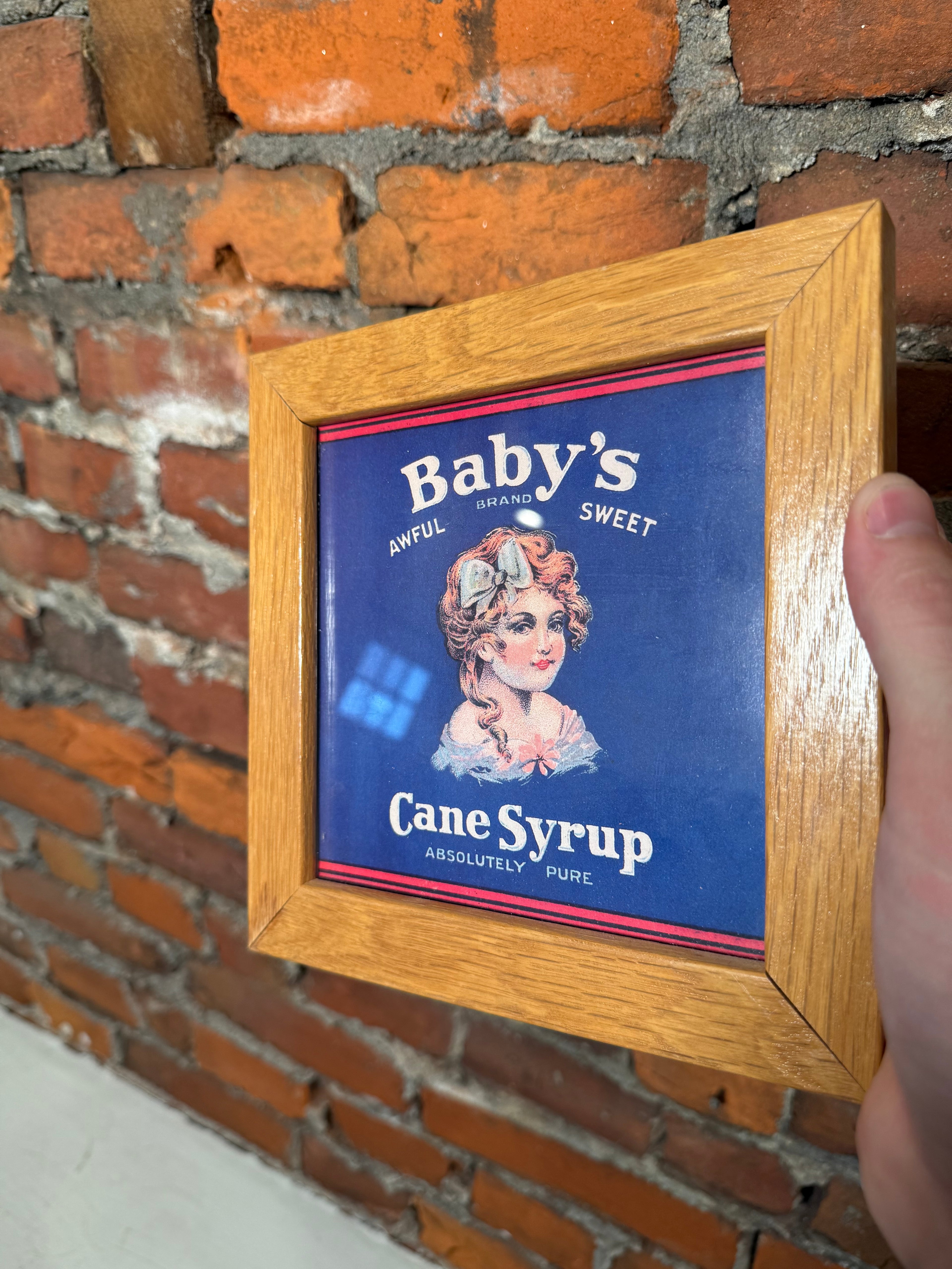 Vintage Baby’s Cane Syrup Framed Sign