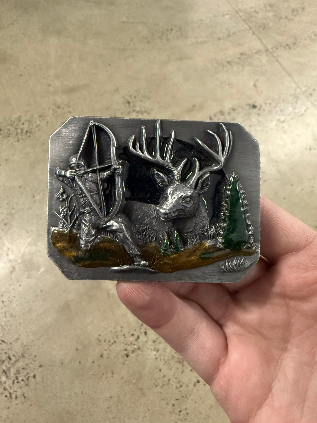 Vintage 90s Bow Hunter Belt Buckle