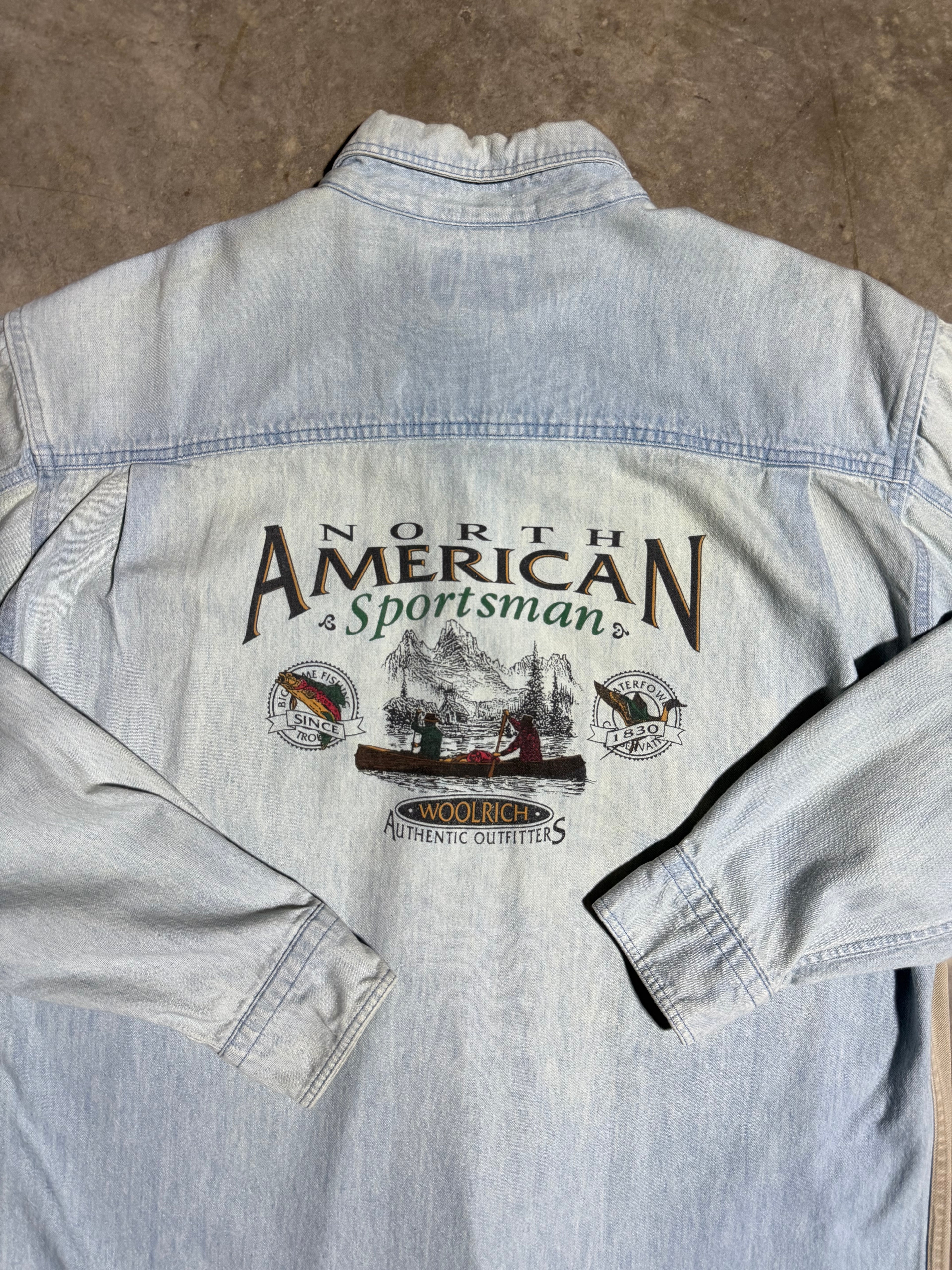 Vintage Woolrich Sportsman Denim Button Down Shirt (L)