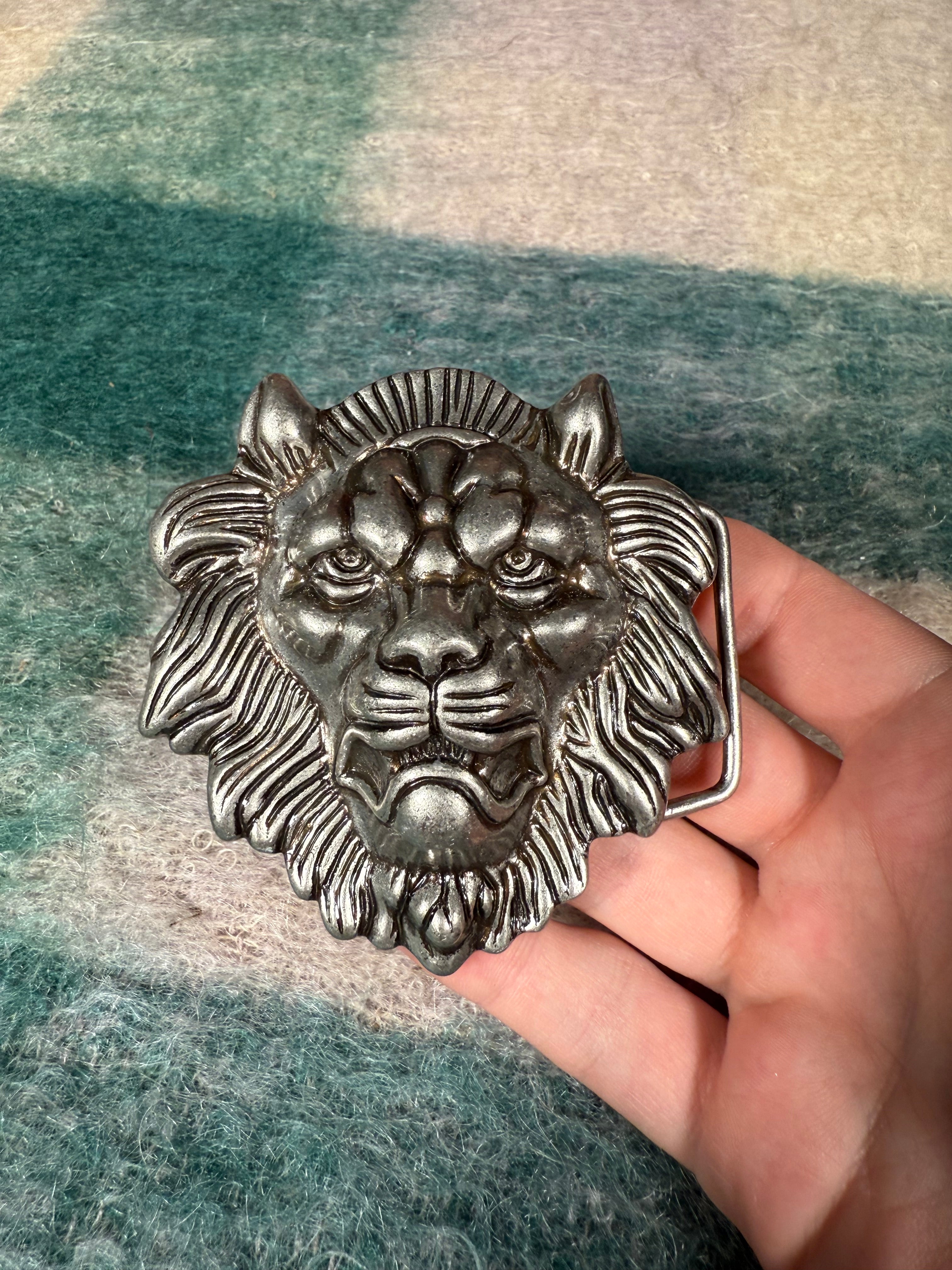 Vintage 3D Lion Head Belt Buckle