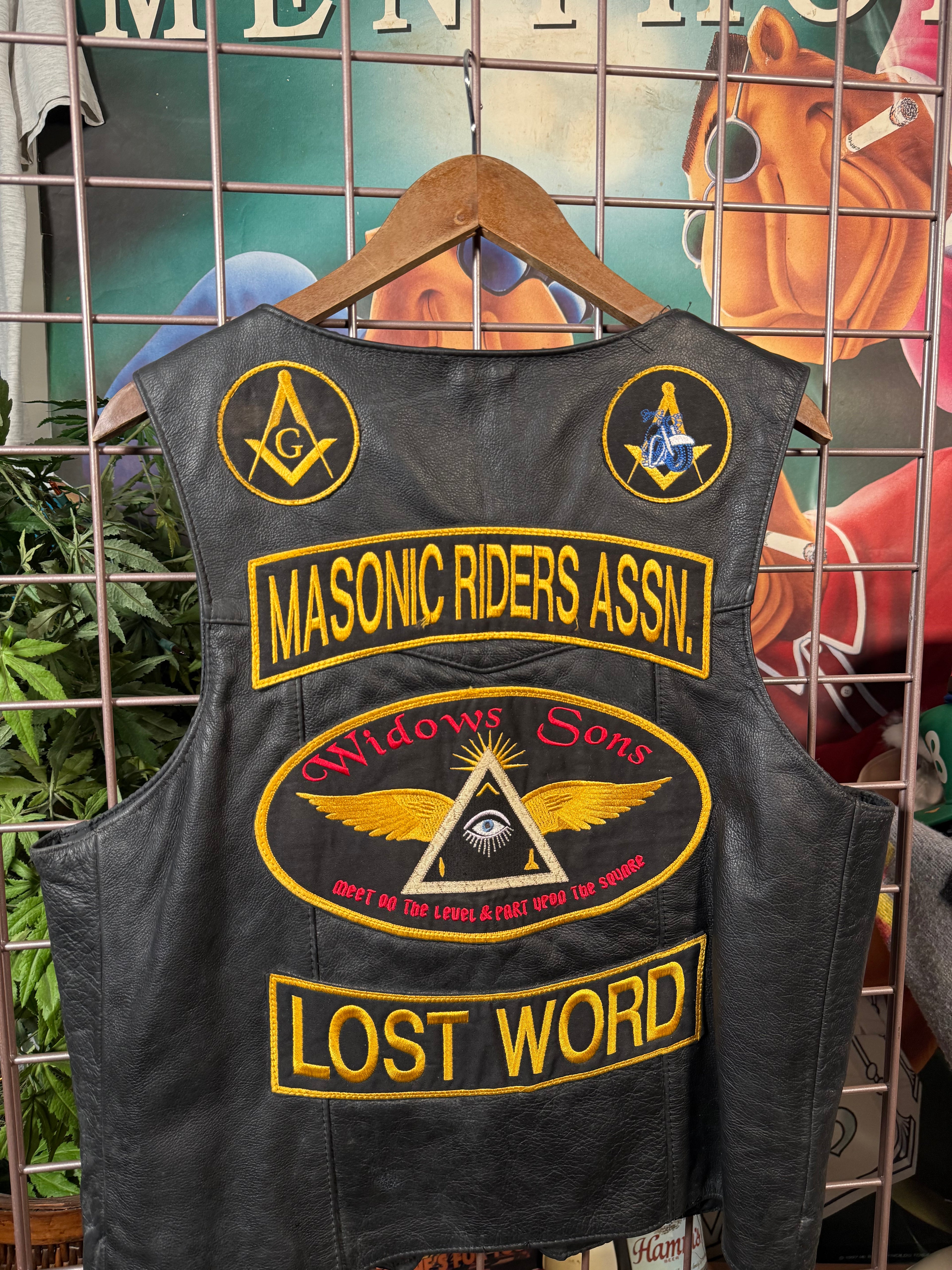 Masonic Riders Biker Leather Vest (L)