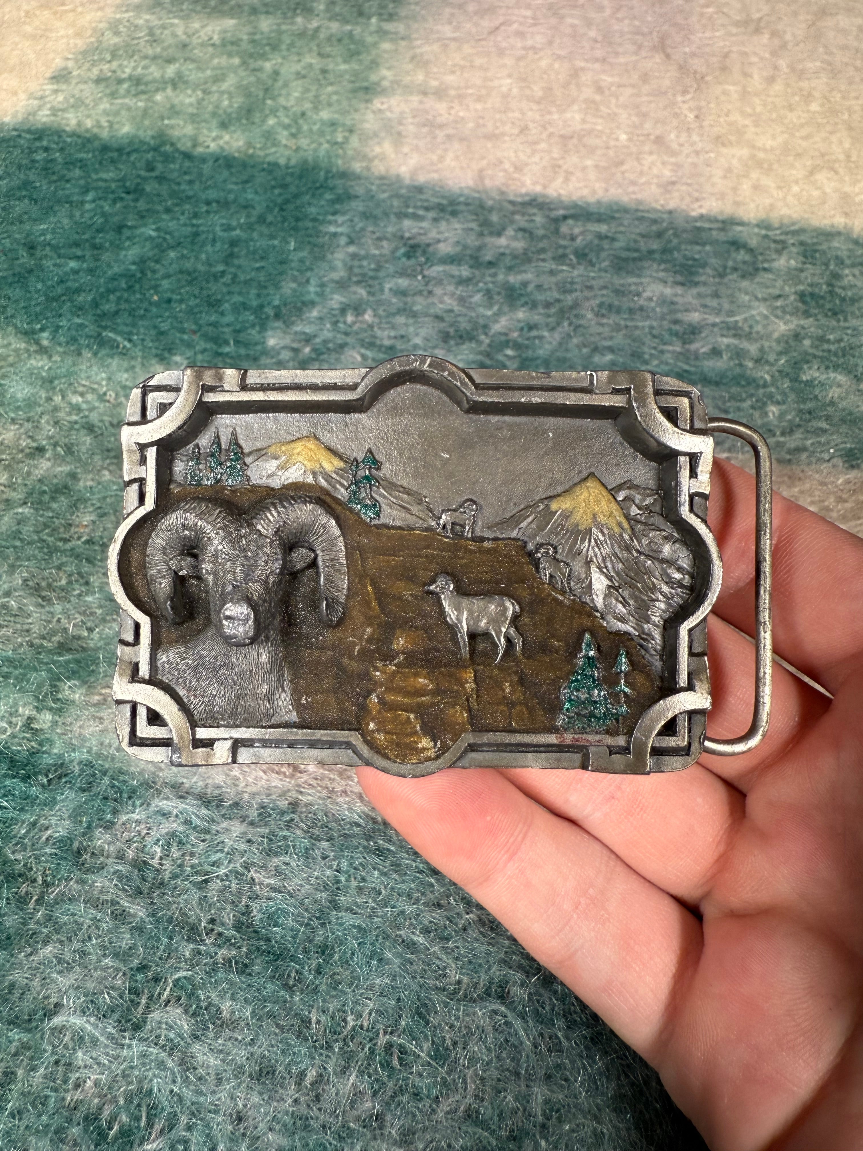Vintage Ram Landscape Belt Buckle