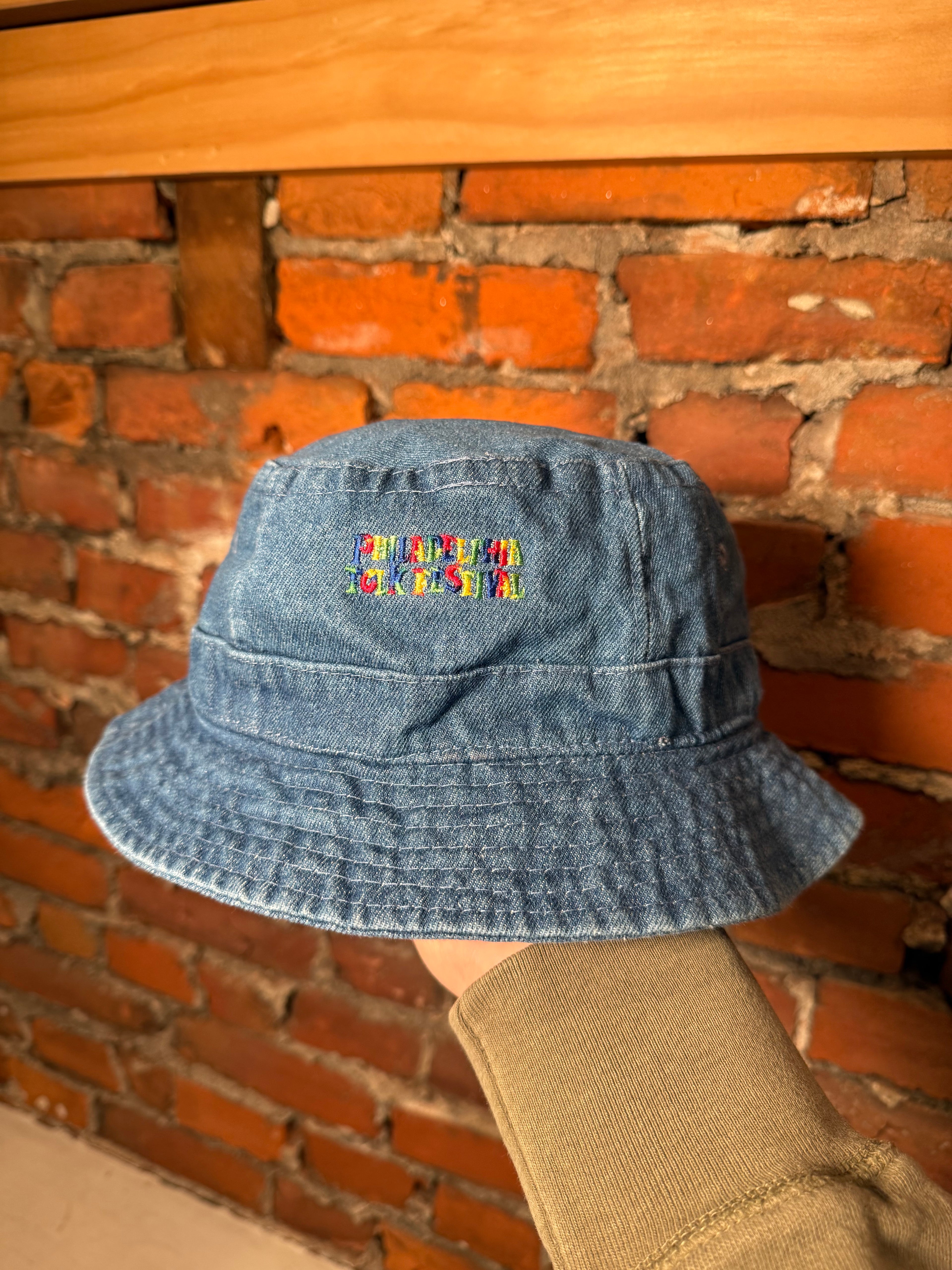 Vintage Philadelphia Folk Festival Denim Bucket Hat (One Size)