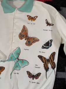 Vintage Butterfly Print Collared Swestshirt (WM)