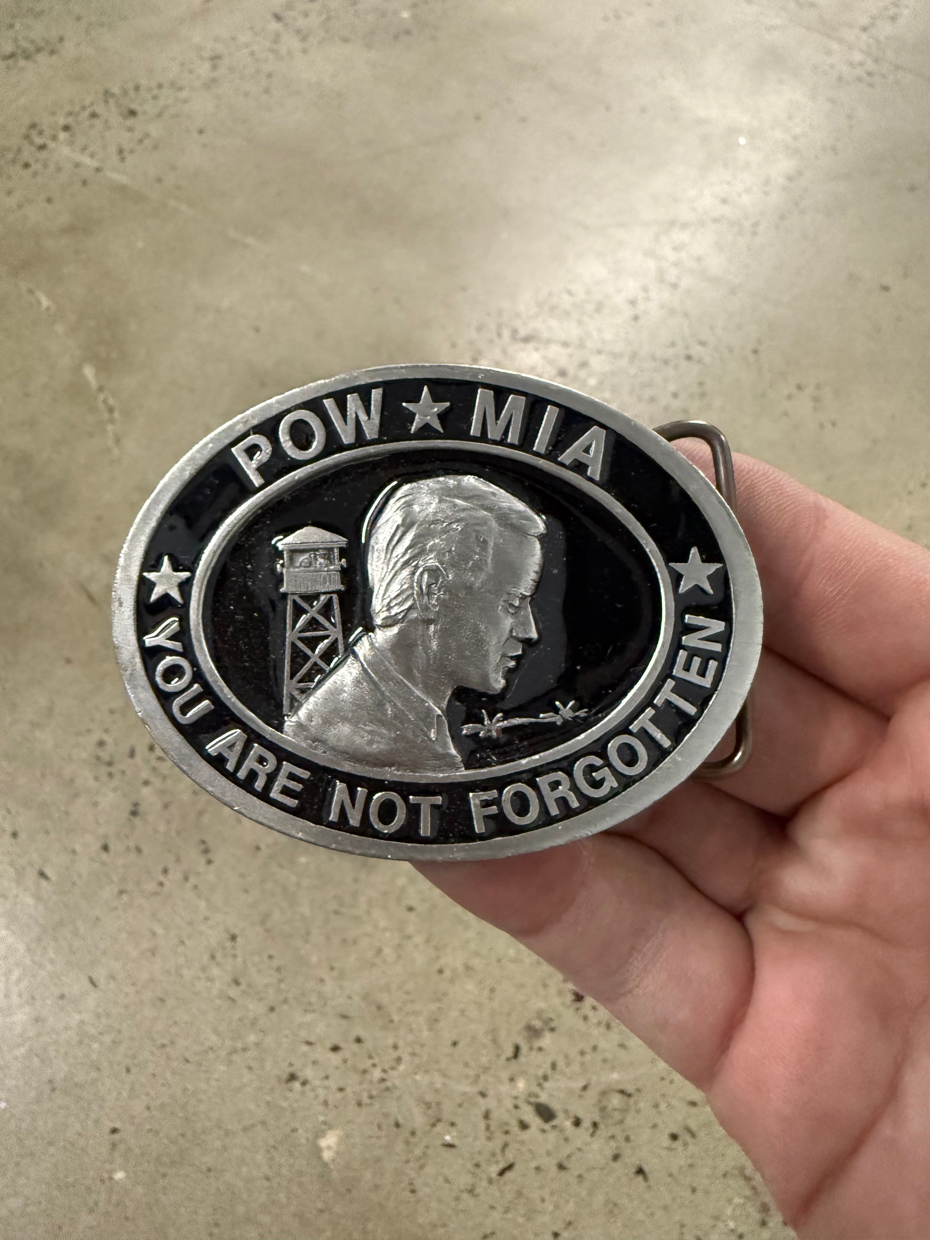 Vintage POW MIA You Are Not Forgotten Belt Buckle