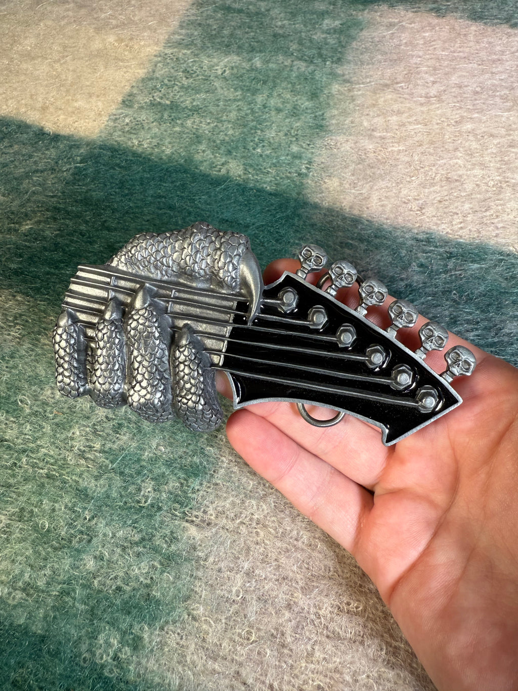 Vintage 2000s Devil Hand Guitar Belt Buckle