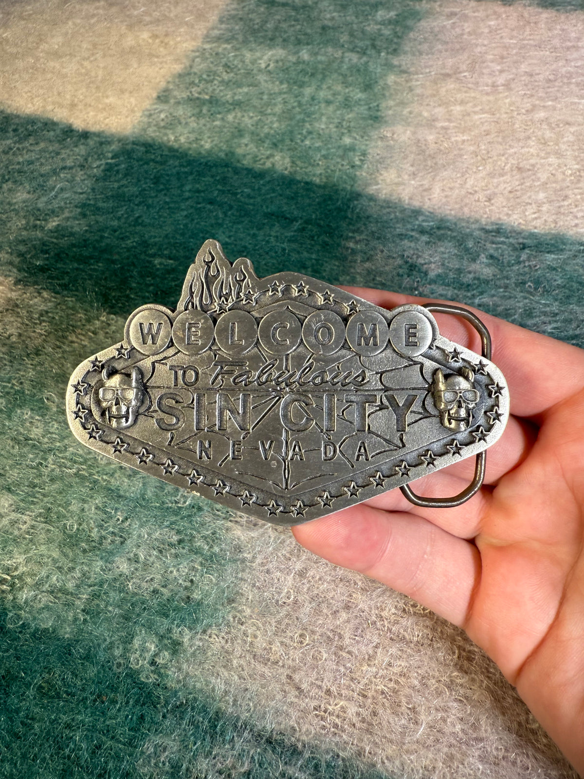 Vintage 2000s Welcome to Sin City No Color Belt Buckle