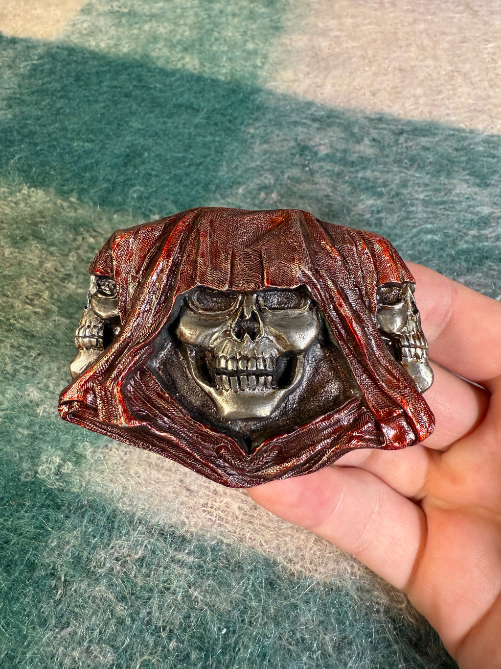 Vintage 3 Face Grim Reaper Belt Buckle