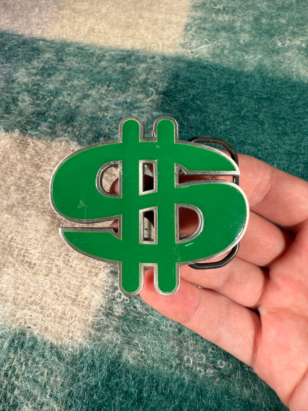 Vintage 2000s Green $ Money Sign Belt Buckle