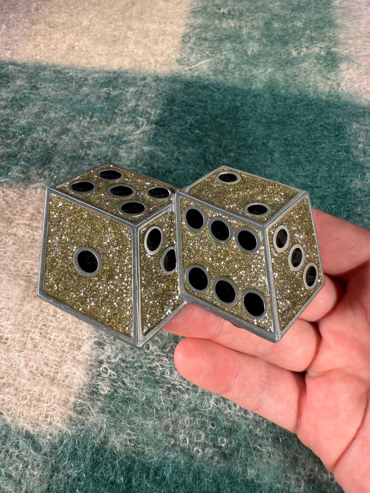 Vintage Gold Sparkly Dice Belt Buckle