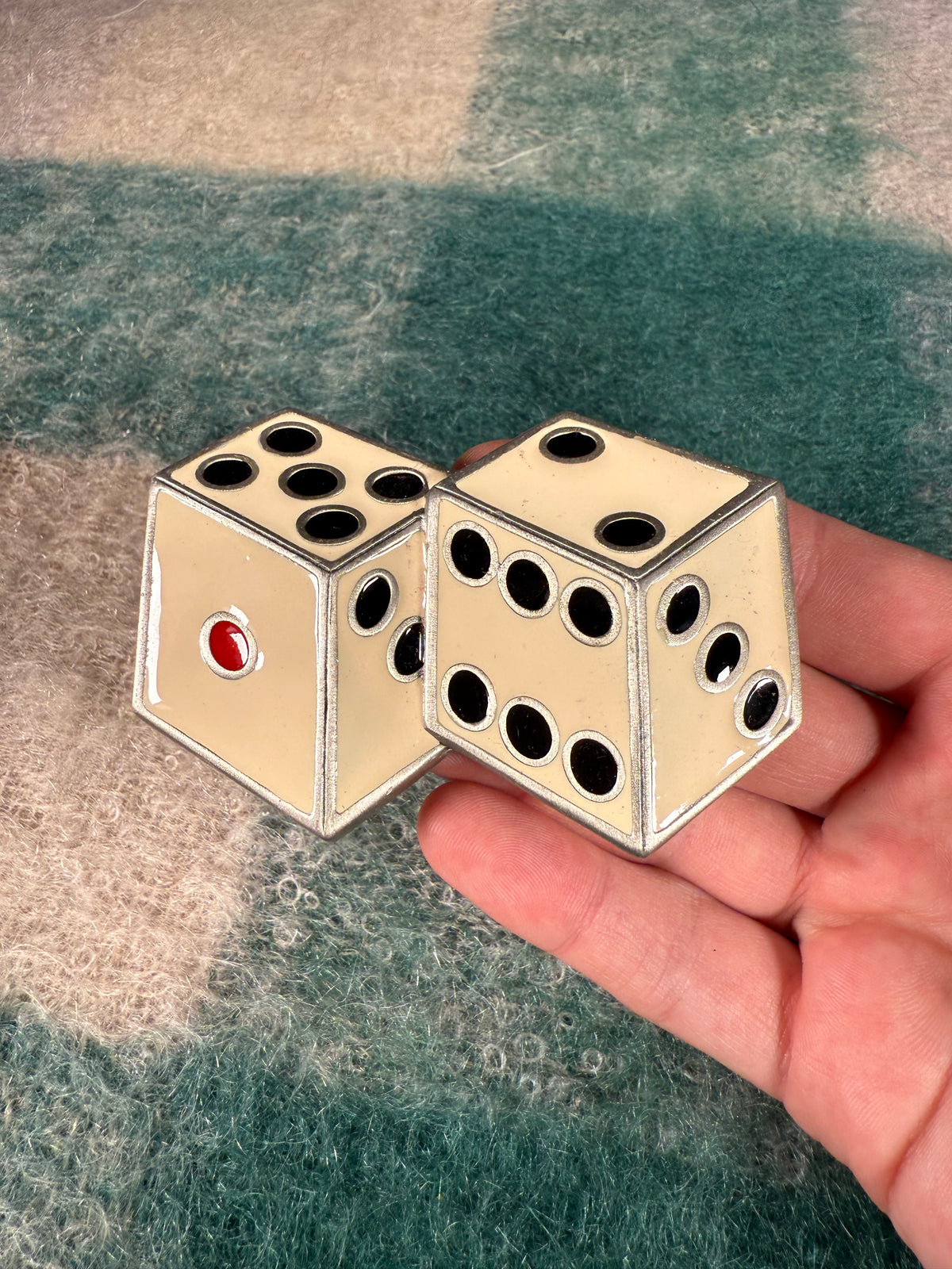 Vintage White Dice Belt Buckle