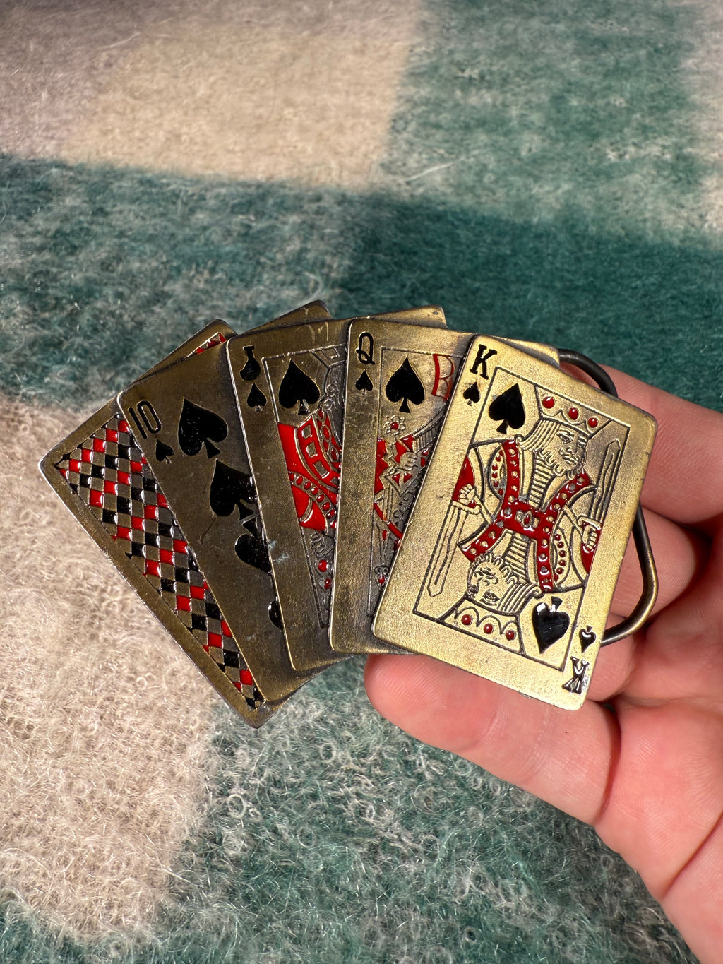 Vintage Gold Deck of Cards Belt Buckle