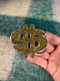 Vintage 2000s Sparkly Gold $ Money Sign Belt Buckle